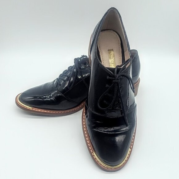 Louise et Cie Lo-Franny Black Kid Soft Patent Leather Loafers 6M - Picture 2 of 8